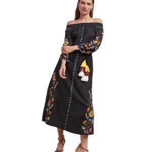 MISA Seine Off the Shoulder Embroidered Maxi Dress - Size Medium - NWT